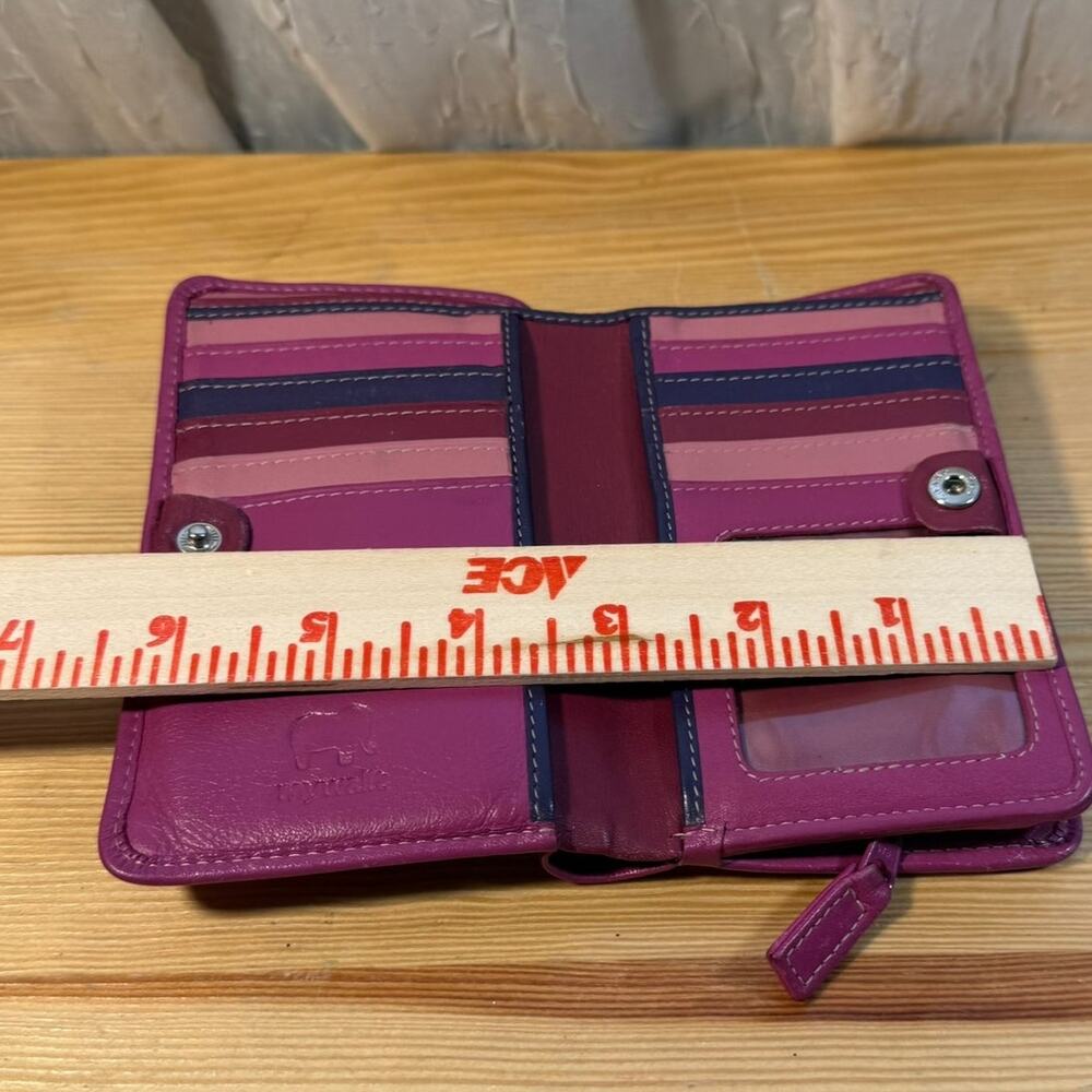 Leather Zip Wallet - Fuchsia - Picture 7 of 8